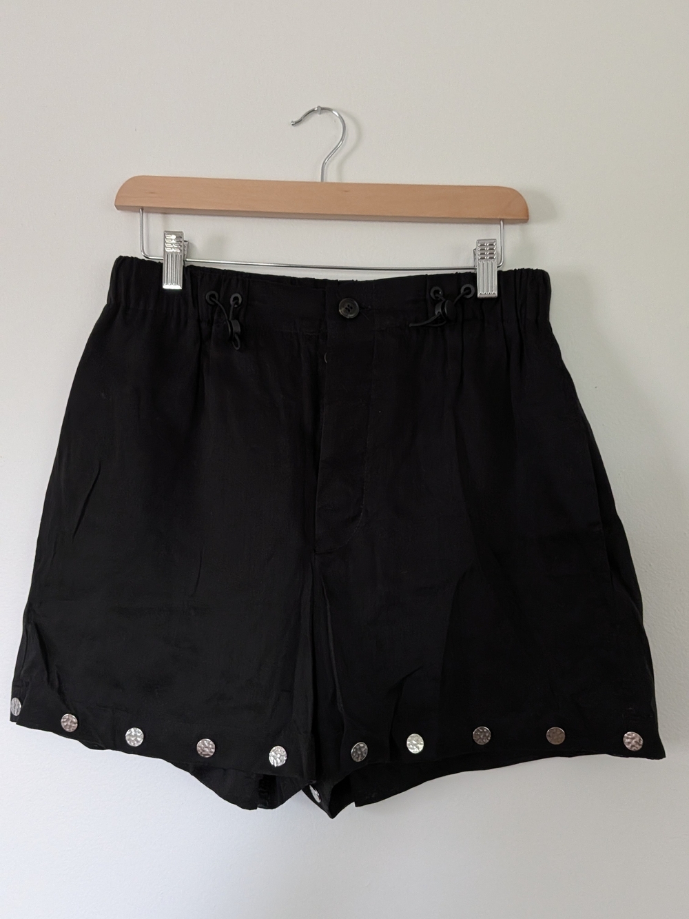 Nanushka Black High-Rise Shorts with Silver Stud Trim